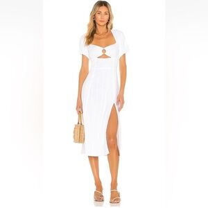 L*SPACE Sienna Dress White Short Sleeves Cut Out Backless Retro Large